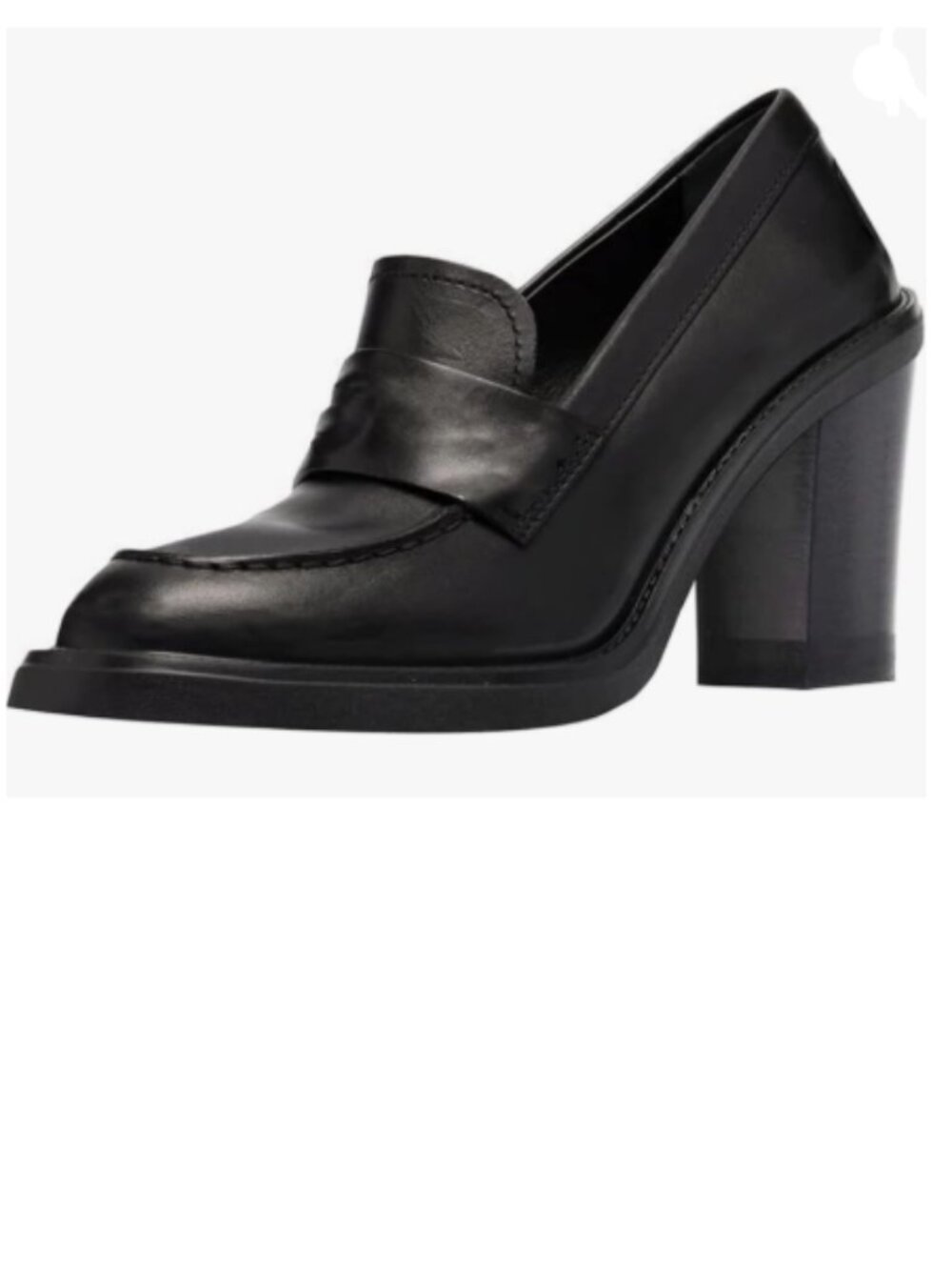 YDN Black Chunky High Heels Round Toe Oxford Loafer Shoes Slip On Office Pump